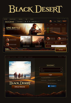 Black Desert Launcher Ui PSD szablon interfejsu